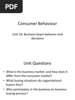 Consumer Behaviour: Unit 10: Business Buyer Behavior and Decisions