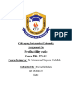 Profitability Ratio: Chittagong Independent University Assignment On