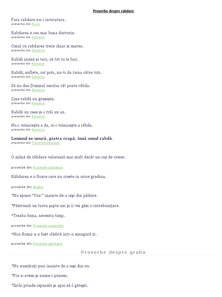 Proverbe Despre Rabdare, Necazuri Si Nedreptate 2014 | PDF