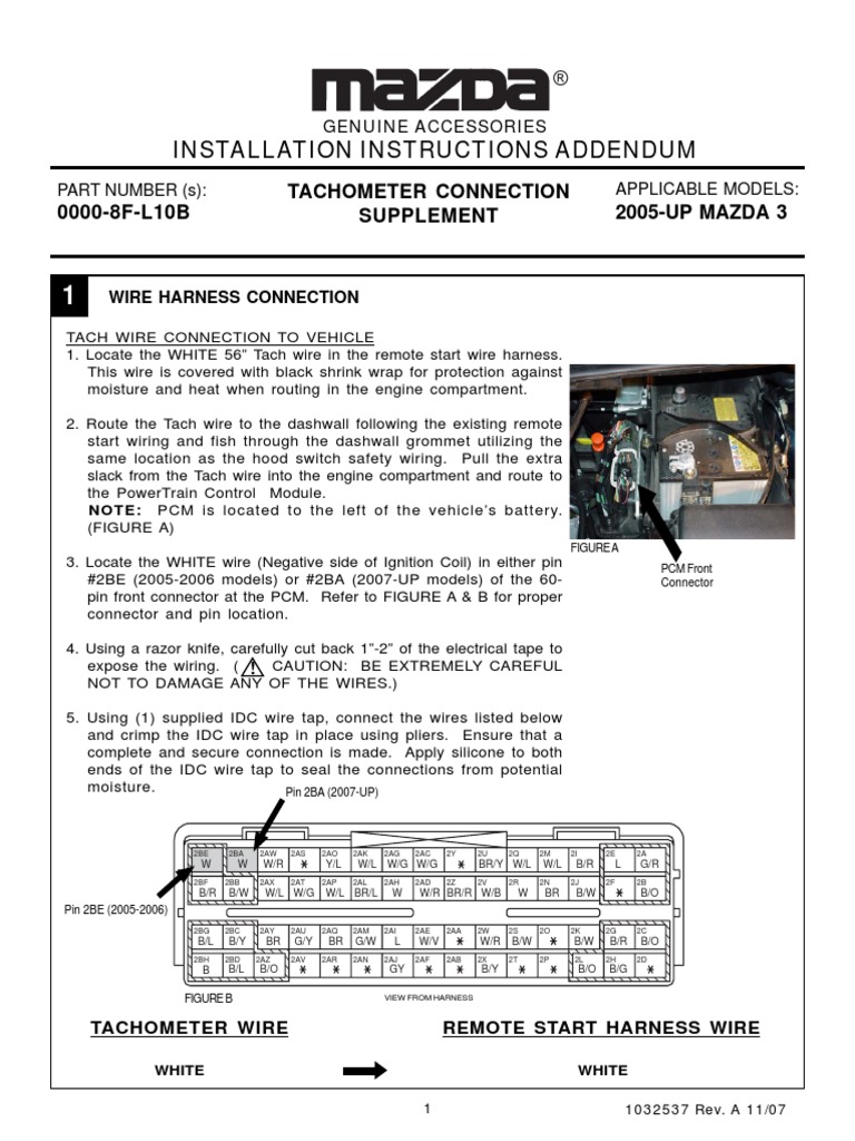 Remote Start Addendum (Mazda3) | Electrical Connector | Electrical Wiring