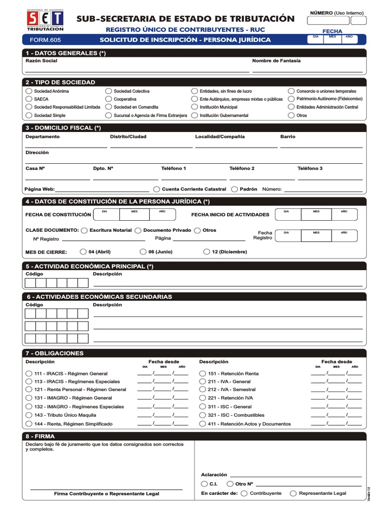 Solicitud Inscripción RUC Persona Jurídica | PDF | Contribuyente | Business