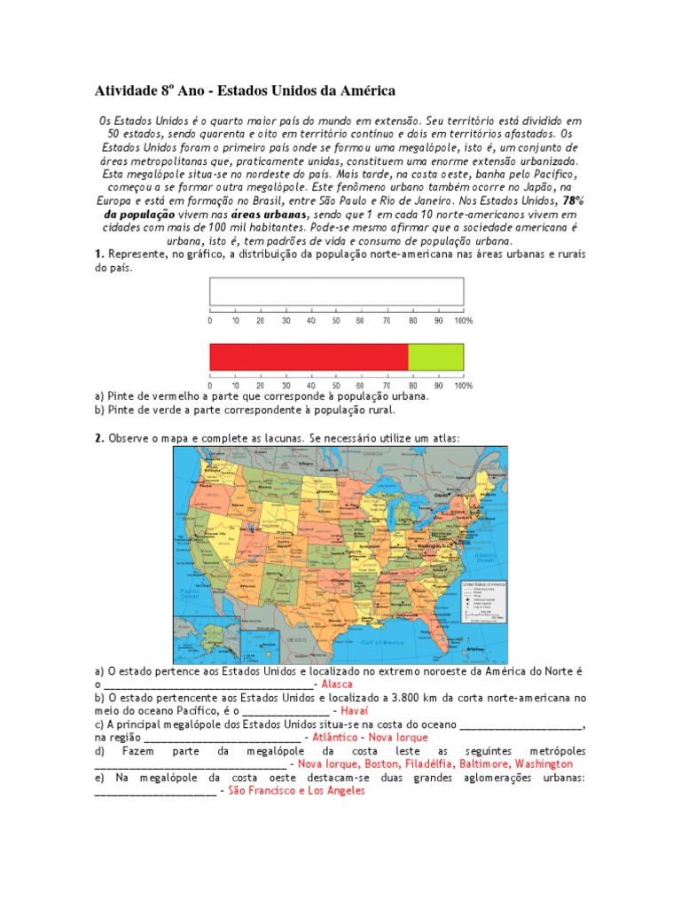 Atividade Geografia 8º Ano | Evolução Territorial dos Estados Unidos ...
