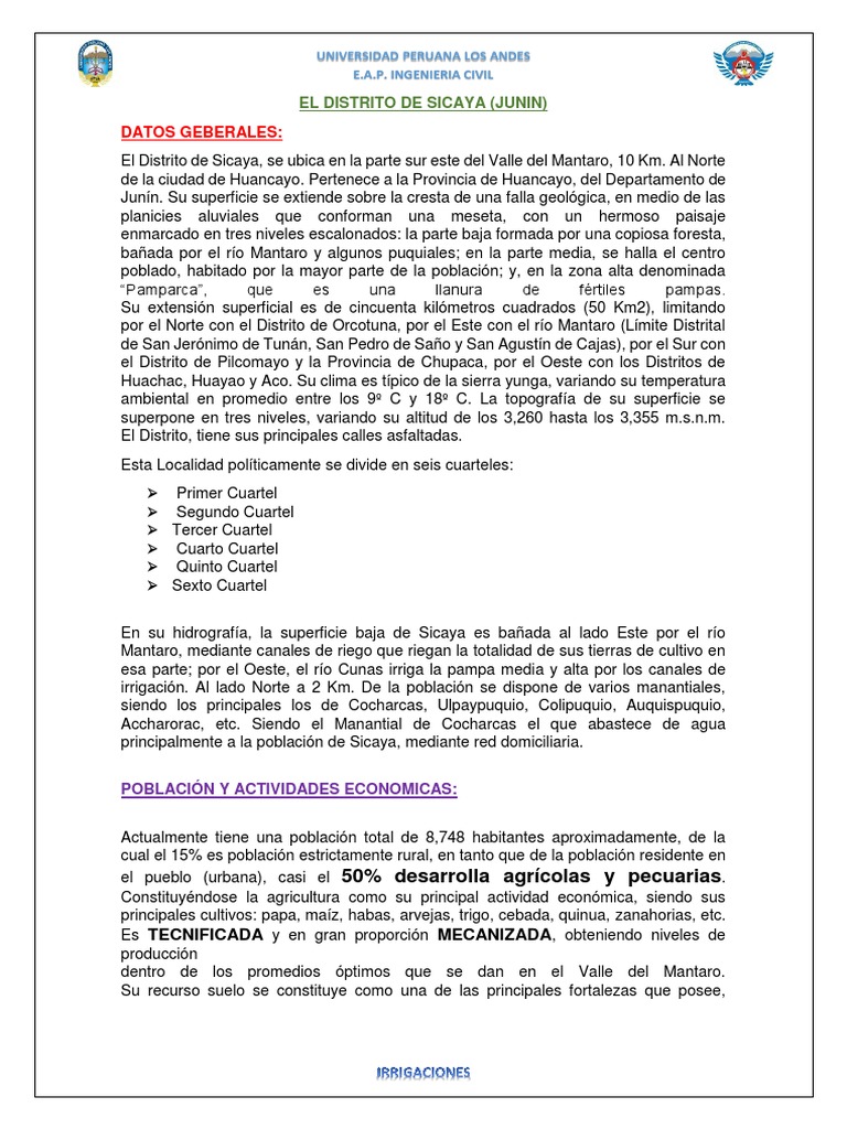 El Distrito de Sicaya 1 PDF Agricultura Suelo