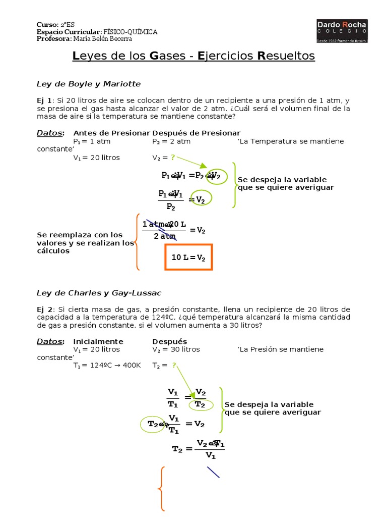 Leyes de Los Gases Ejercicios Resueltos PDF | PDF | Métodos y ...