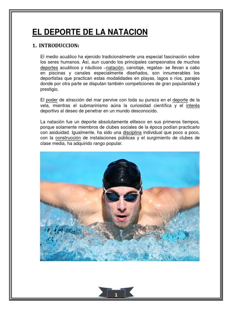 El Deporte de La Natacion | PDF | Natación (deporte) | Natación humana, image size:768x1024