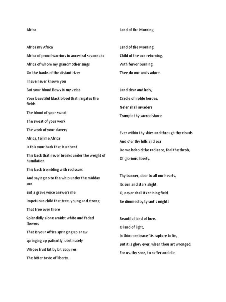 Africa And Lupang Hinirang English Version Pdf