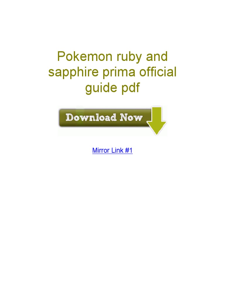 Pokemon Ruby and Sapphire Prima Official Guide PDF | PDF | Microsoft ...