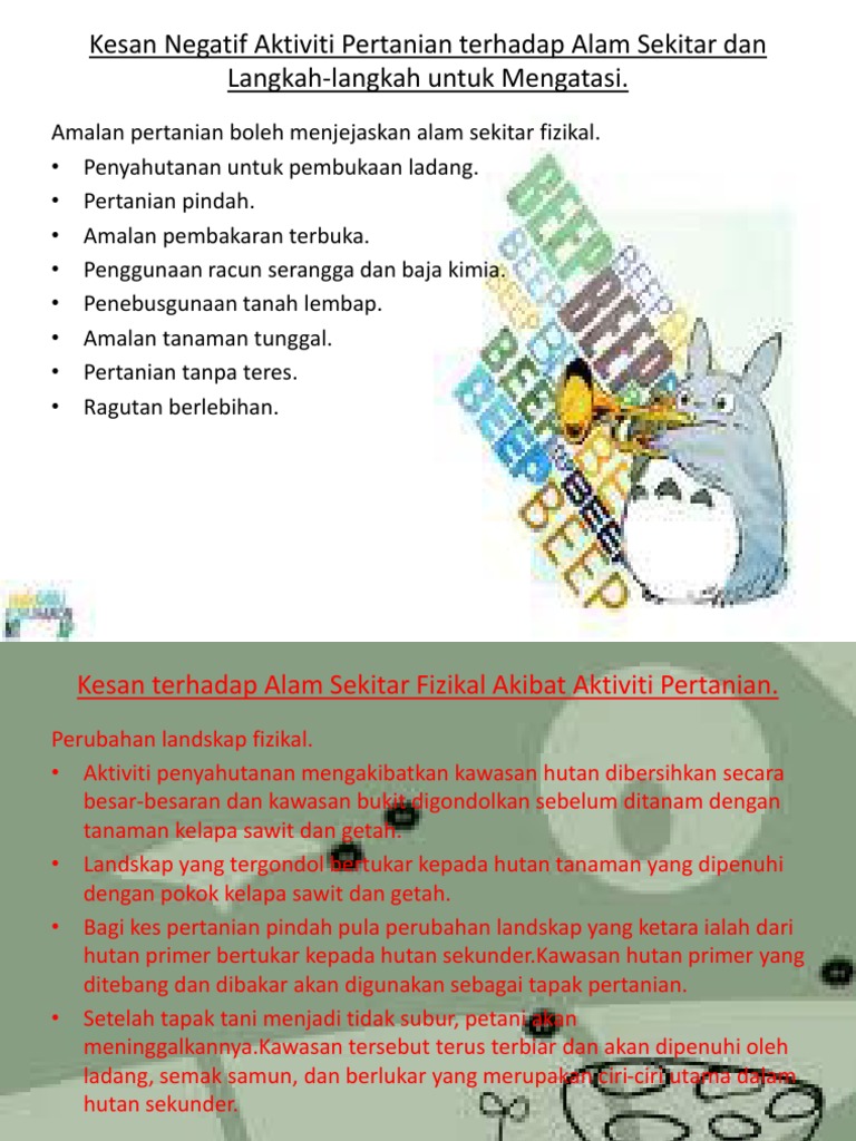 Kesan Negatif Aktiviti Pertanian Terhadap Alam Sekitar Dan Kesan Negatif Aktiviti Pertanian Terhadap Alam Sekitar Dan