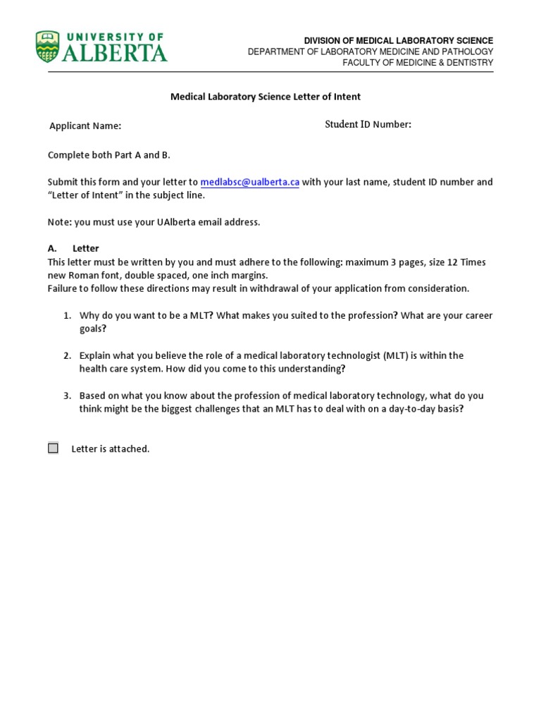 Mls Letter of Intent Form | PDF | Medicine | Intention