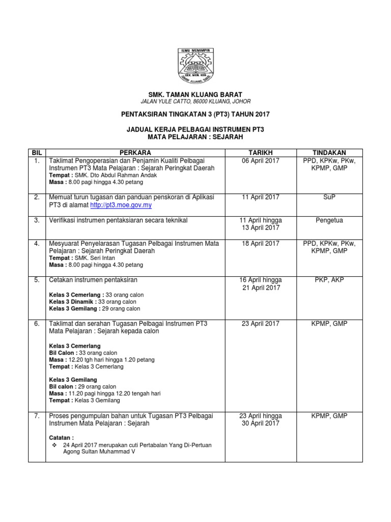 Jadual Kerja Pt3 2017 Edit