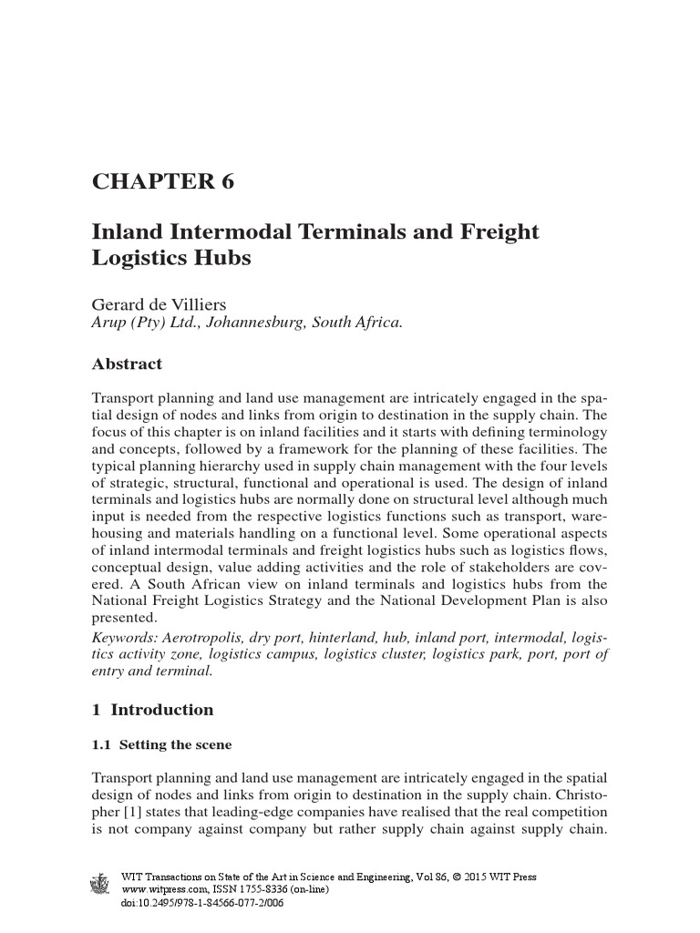 Inland Intermodal Terminals and Freight Logistics Hubs PDF | PDF ...