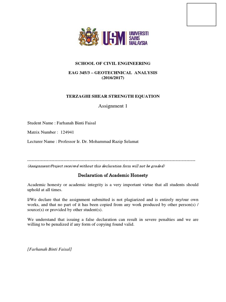 Template and Declaration Form For Assignment | PDF