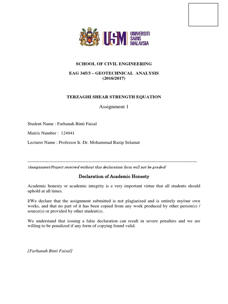 student declaration form for assignment