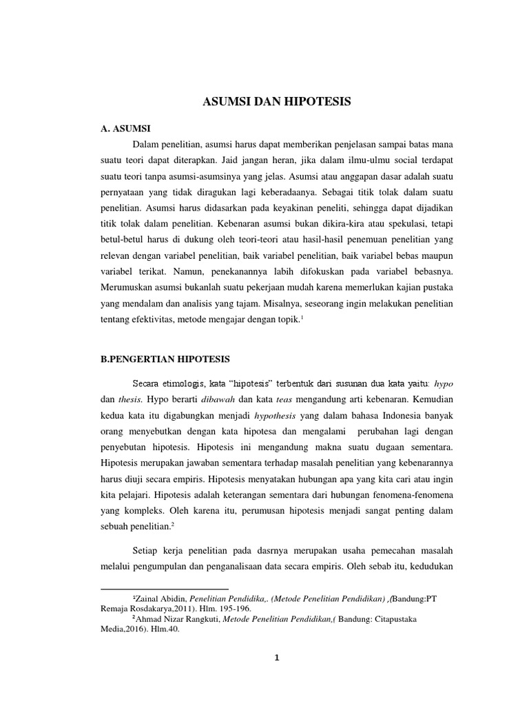 Asumsi Dan Hipotesis