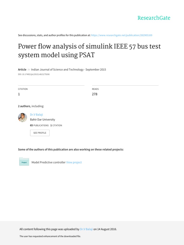 Power Flow Analysis of IEEE 57 Bus System | PDF | Power (Physics ...