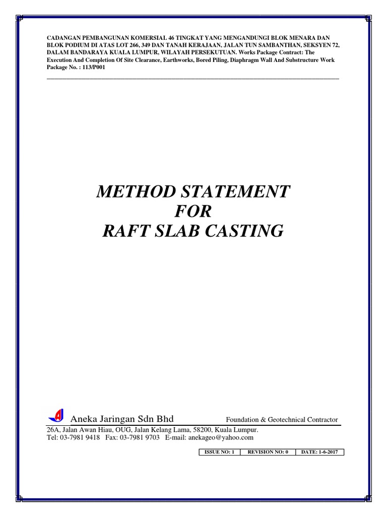 Raft Slab Casting Method Statement | PDF | Construction Aggregate ...