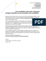 Em 2010, Senadores Candidatos Usam Mais Verba para Divulgar Mandatos Do Que Senadores Não Candidatos