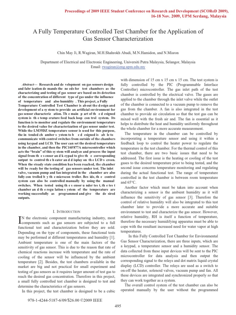 A Fully Temperature Controlled Test Chamber For The Application Of Gas