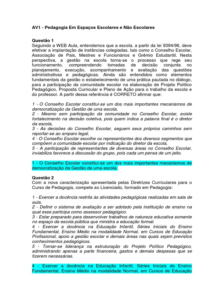 Estágio Curricular Obrigatório Iii Gestão Educacional E Espaços Não Escolares