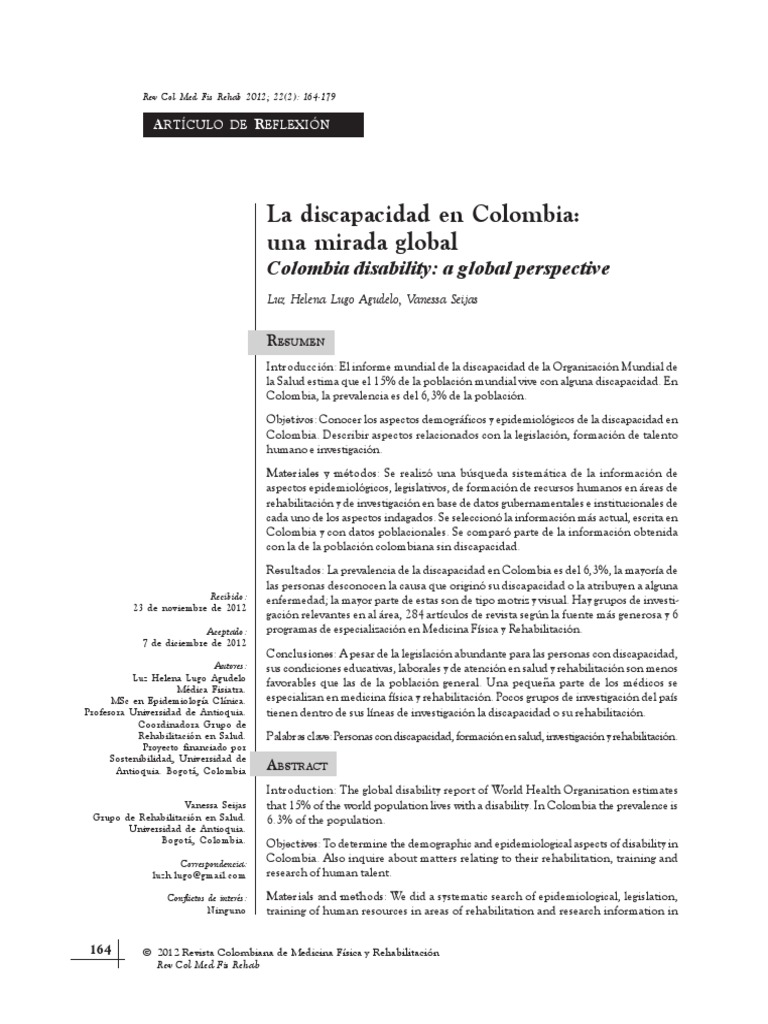 Discapacidad en Colombia PDF | PDF | Invalidez | Colombia