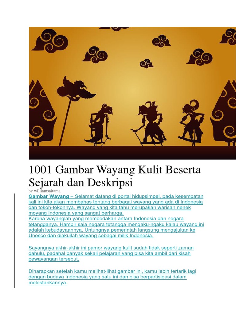 1001 Gambar Wayang Kulit Beserta Sejarah Dan Deskripsi