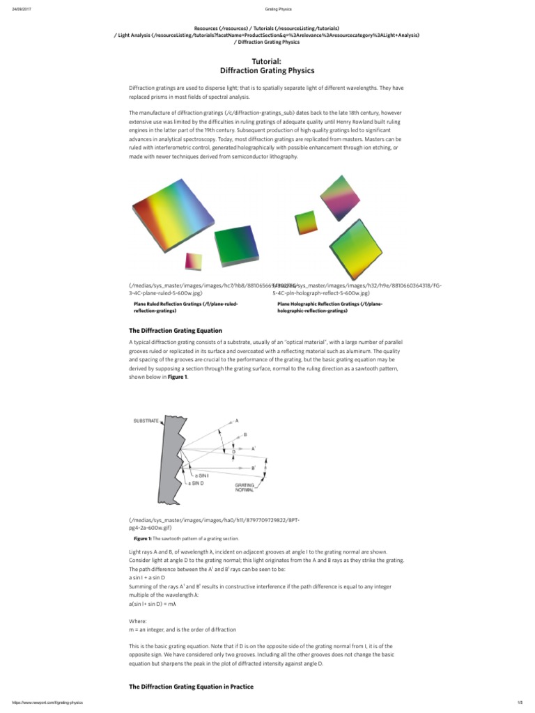 Grating Physics Tutorials Newport | PDF | Angular Resolution ...