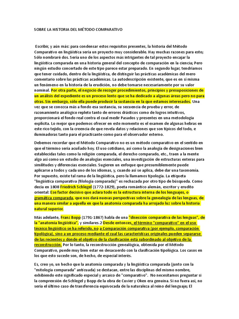 c2 Sobre La Historia Del Método Comparativo PDF Lingüística