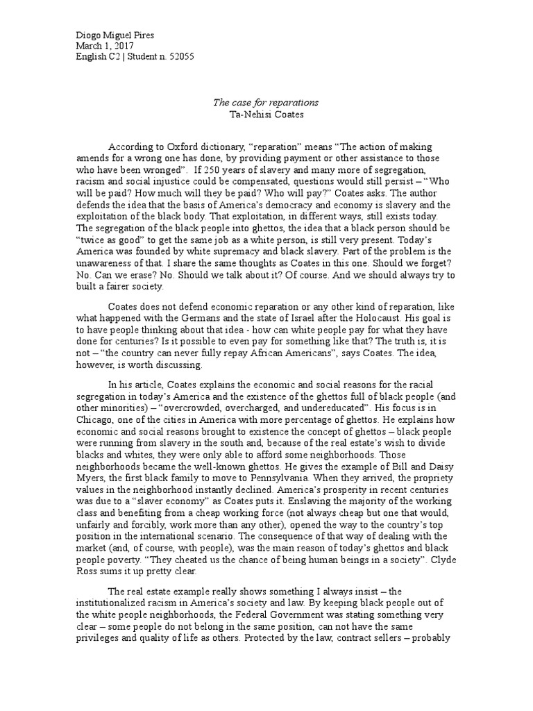 the case for reparations essay pdf