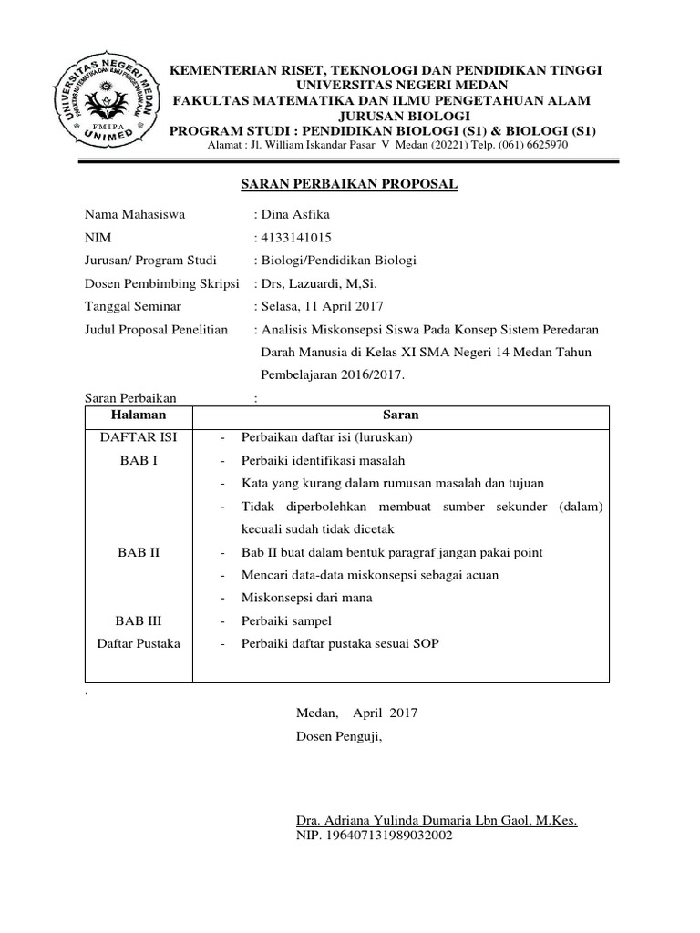 Saran Perbaikan Proposal Miskonsepsi Siswa | PDF | Pengembangan Diri ...