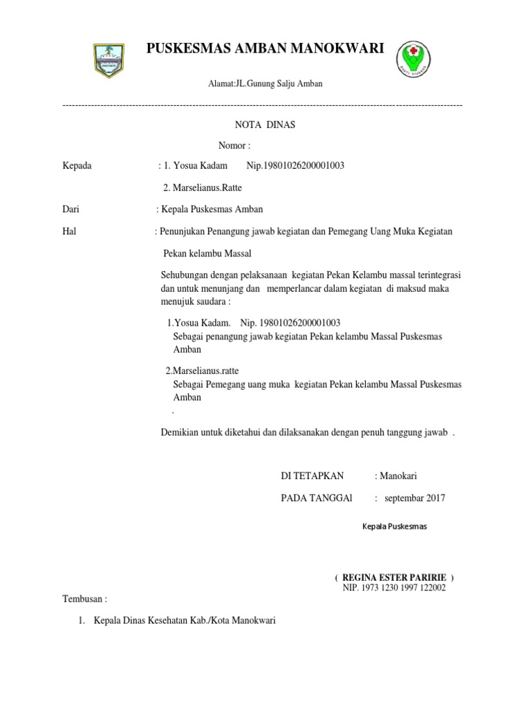 1nota Dinas Penunjukan Pumk