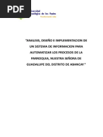 Proyecto de Diseño e Implementacion de Sistema de Gestion Parroquial para La Parroquia Nuestra Señora de Guadalupe Del Distrito de Abancay