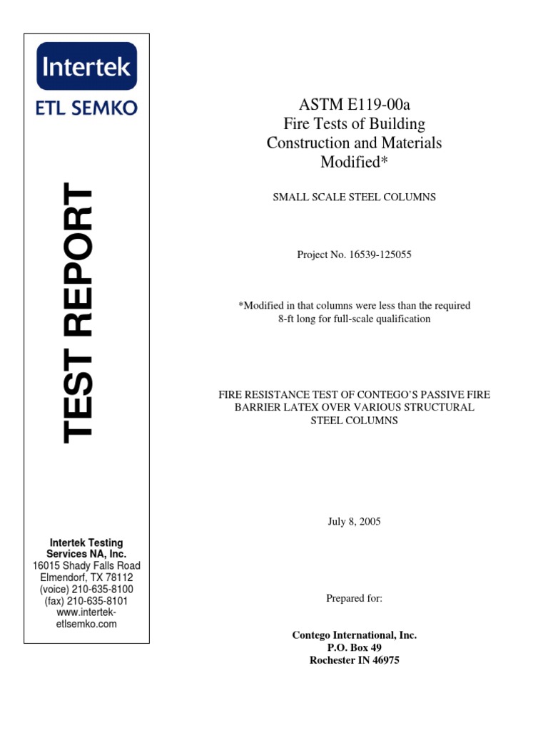 ASTM E119 Fire Test Report for Contego | PDF | Structural Steel ...