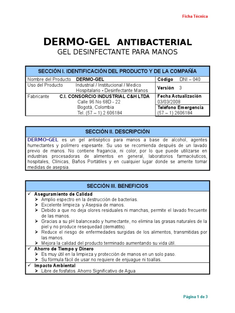 Ficha Tecn. DERMOGEL Antibióticos Alimentos