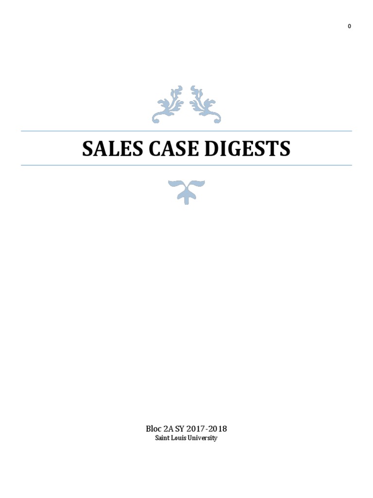 Sales Case Digests 1 | PDF | Deed | Prices