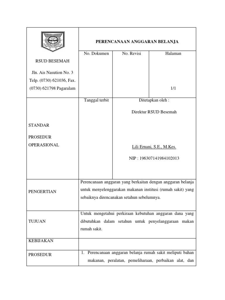 Spo Perencanaan Anggaran Belanja