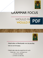 Grammar Focus: Would Rather vs Would Prefer