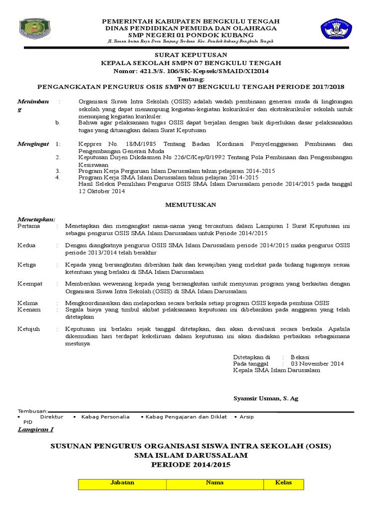 Sk Pengurus Osis