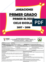 Primer grado: Planeación de Español del primer bloque