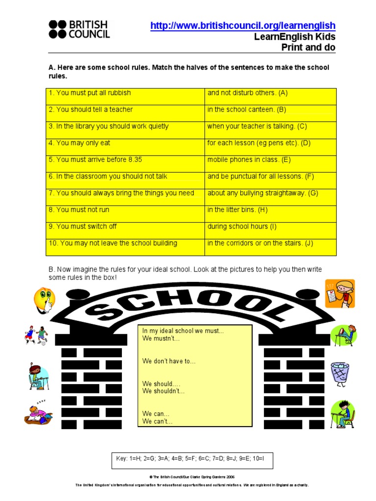 Kids Print School Rules | PDF