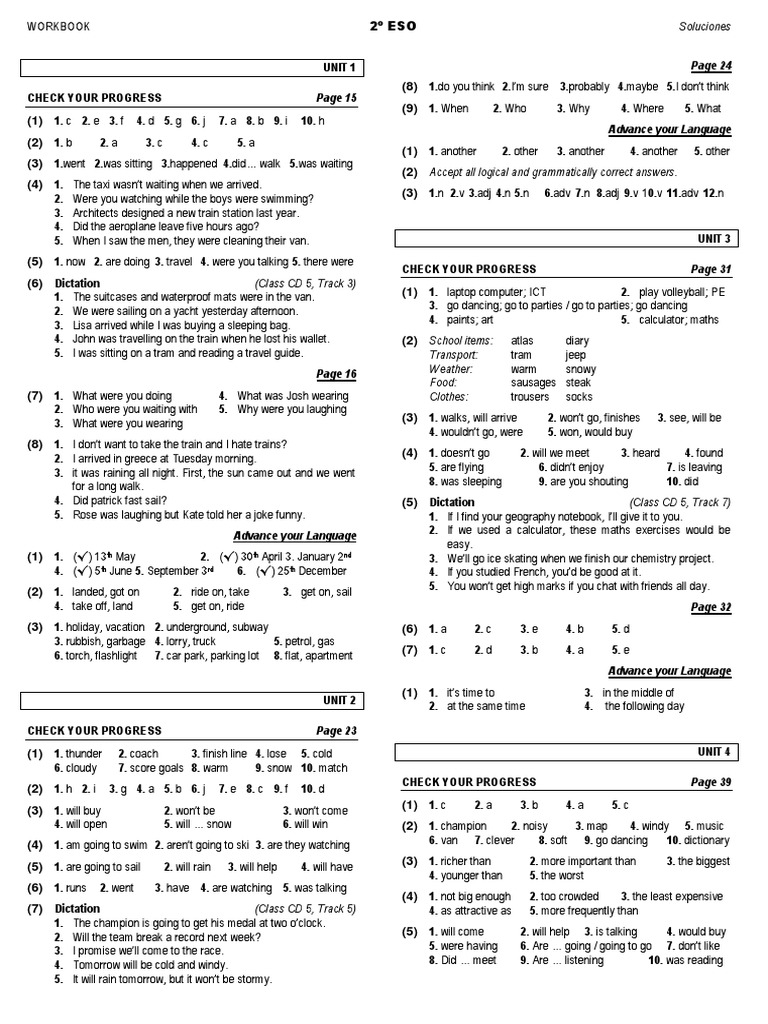 summer homework extension 2 eso soluciones