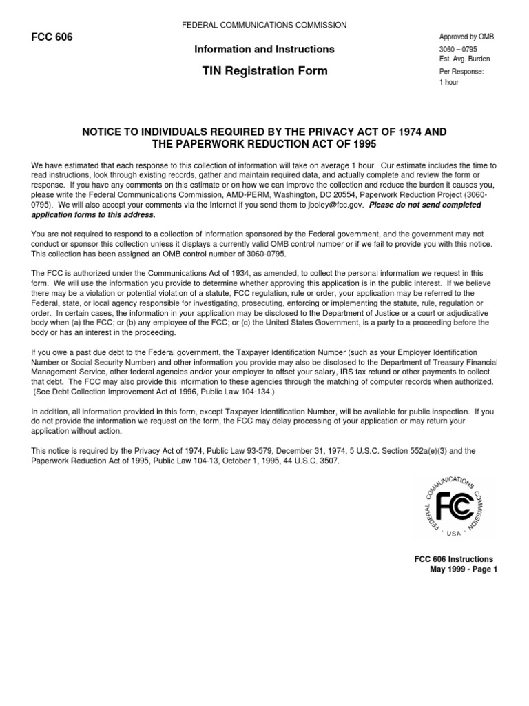FCC Form 606 TIN Registration Guide | PDF | Federal Communications ...