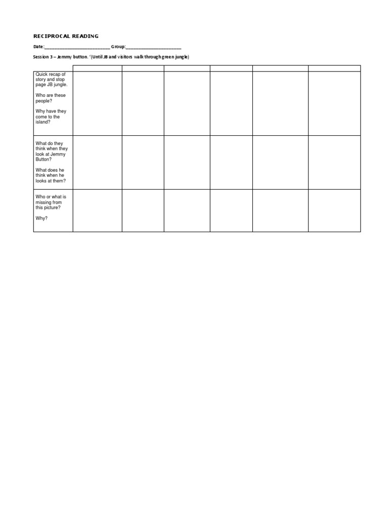 Reciprocal Reading: Jemmy Button Analysis | PDF