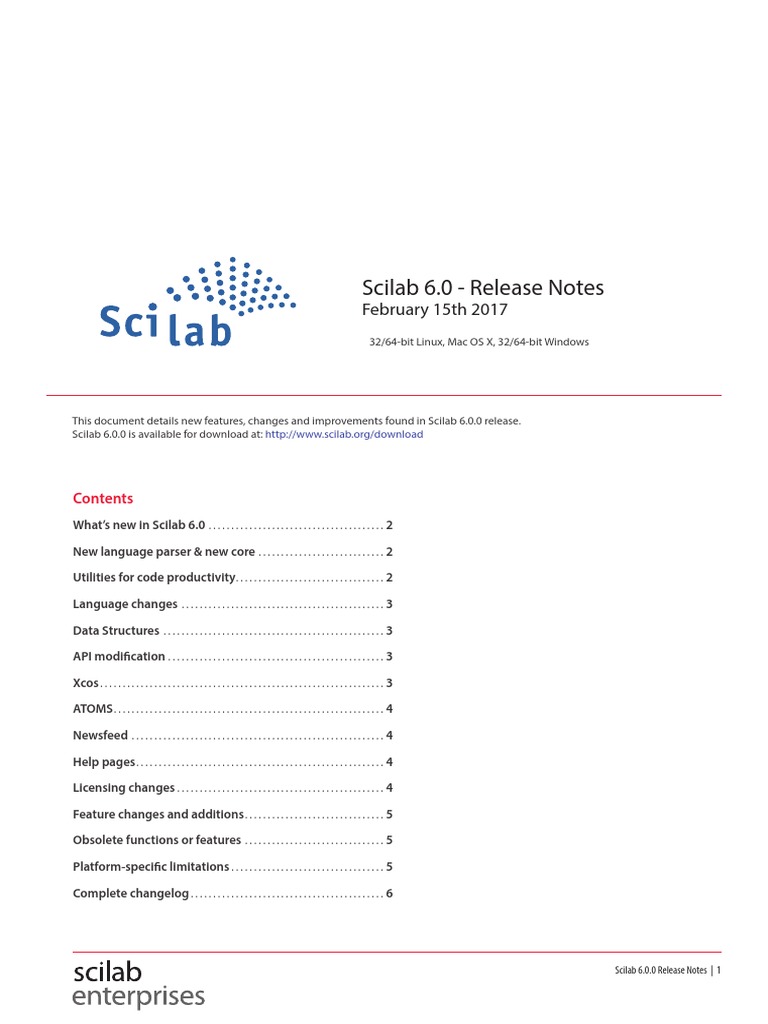 Scilab6.0.0 ReleaseNotes | PDF