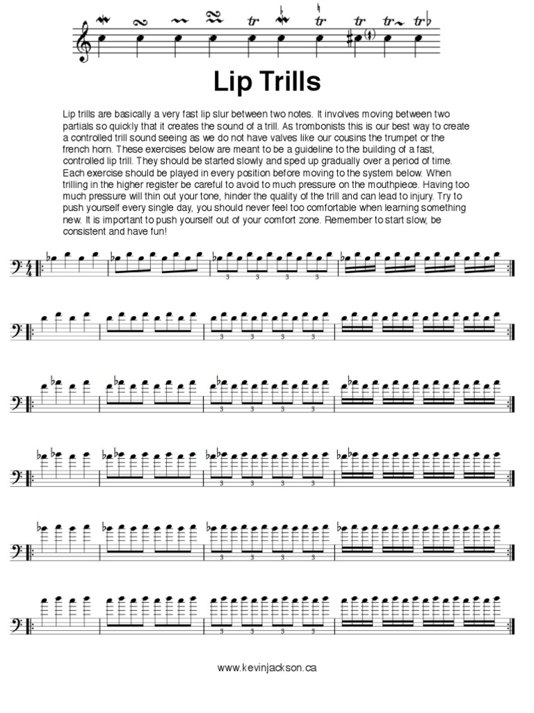 Trombone Lip Trills PDF Trombone Aerophones
