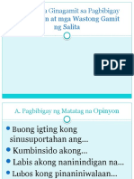 Pahayag Na Ginagamit Sa Pagbibigay NG Opinyon