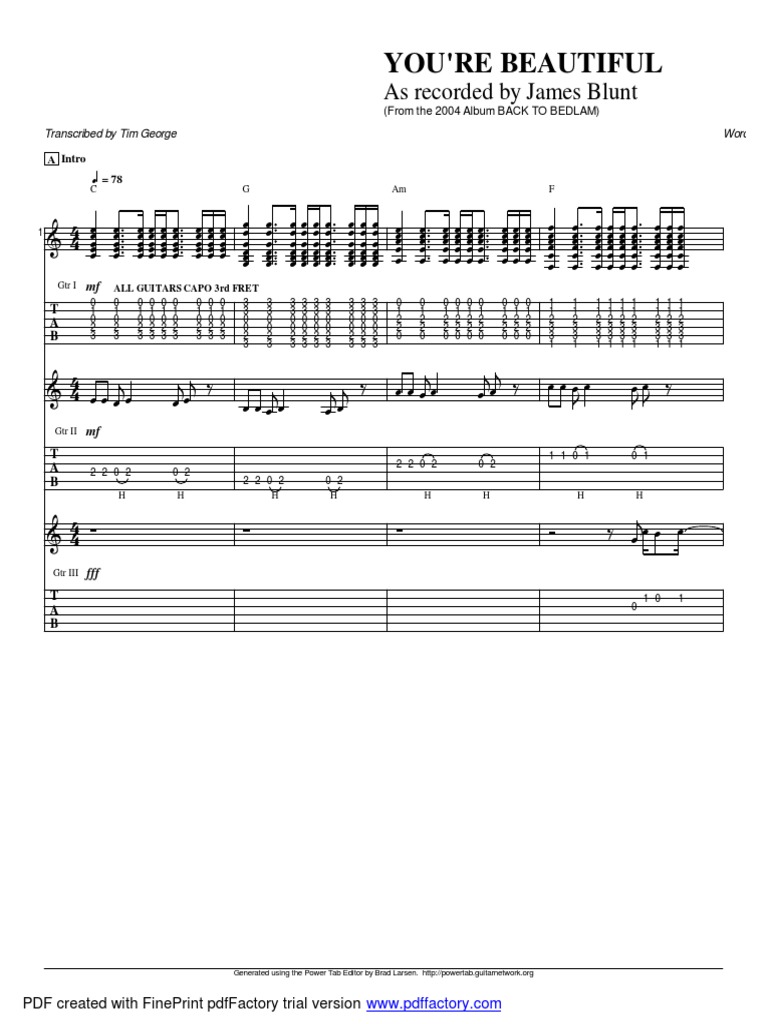 Youre Beautiful PDF PDF Guitar Family Instruments Chordophones