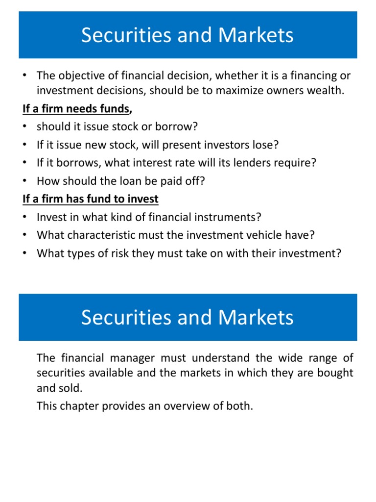 Securities and Markets | PDF | Securities (Finance) | Stocks