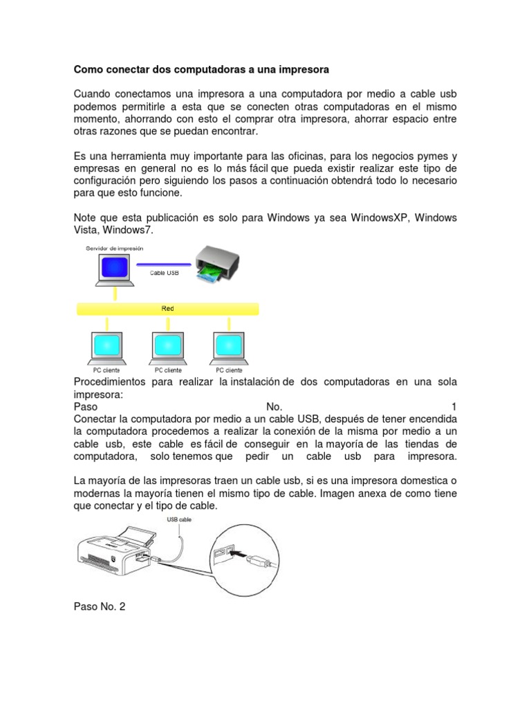 Como Conectar Dos Computadoras a Una Impresora | Impresora (Computación ...