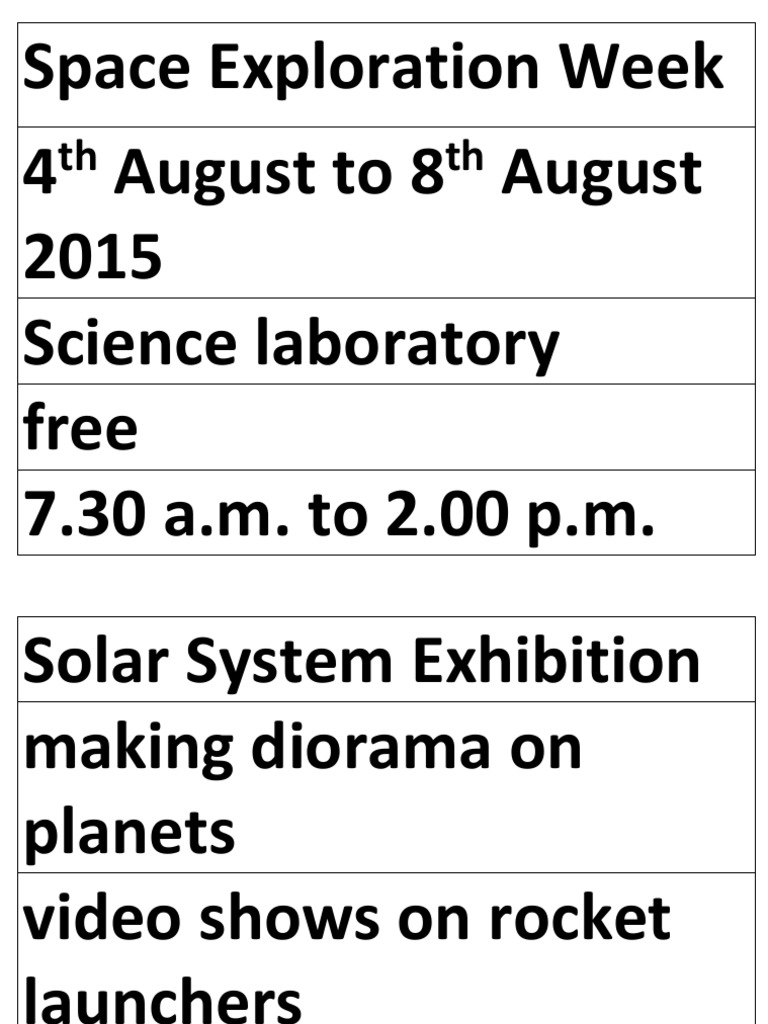Space Exploration Week | PDF | Science & Mathematics
