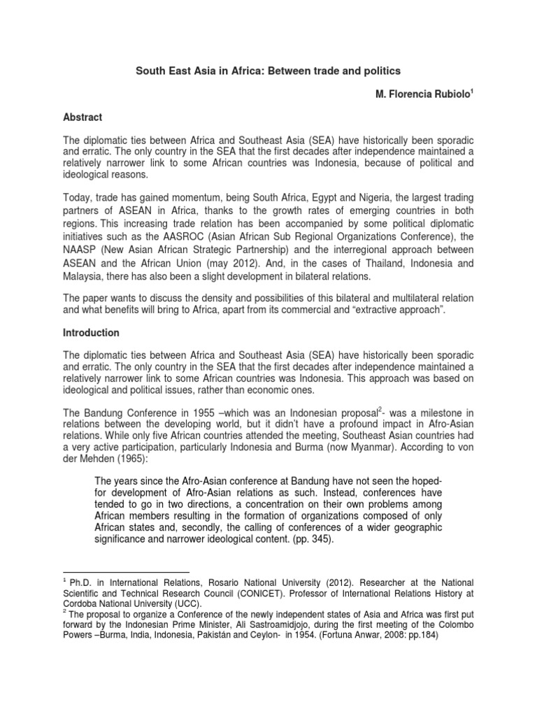 South East Asia in Africa Between Trade and Politics PDF Foreign